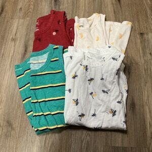 Sonoma Tank Top Lot of 4 Womens Size Small Summer Casual Palm Print Striped